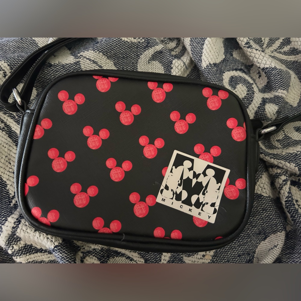 Danielle Nicole Black and Pink Mickey Crossbody Bag